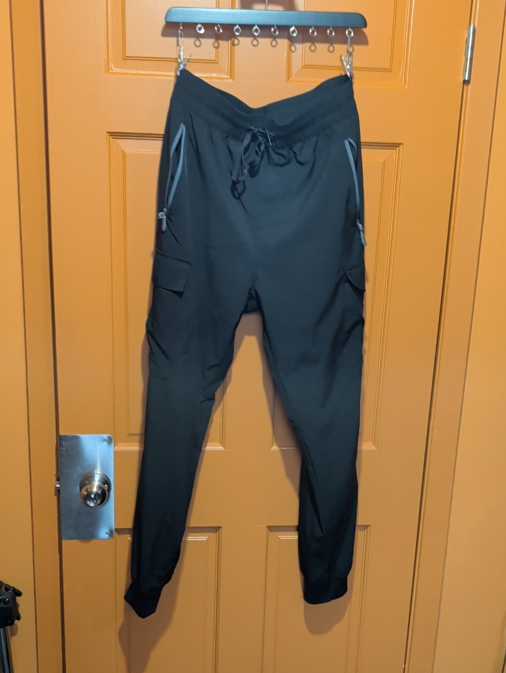 Men's Black Drawstring Cargo Jogger Pants